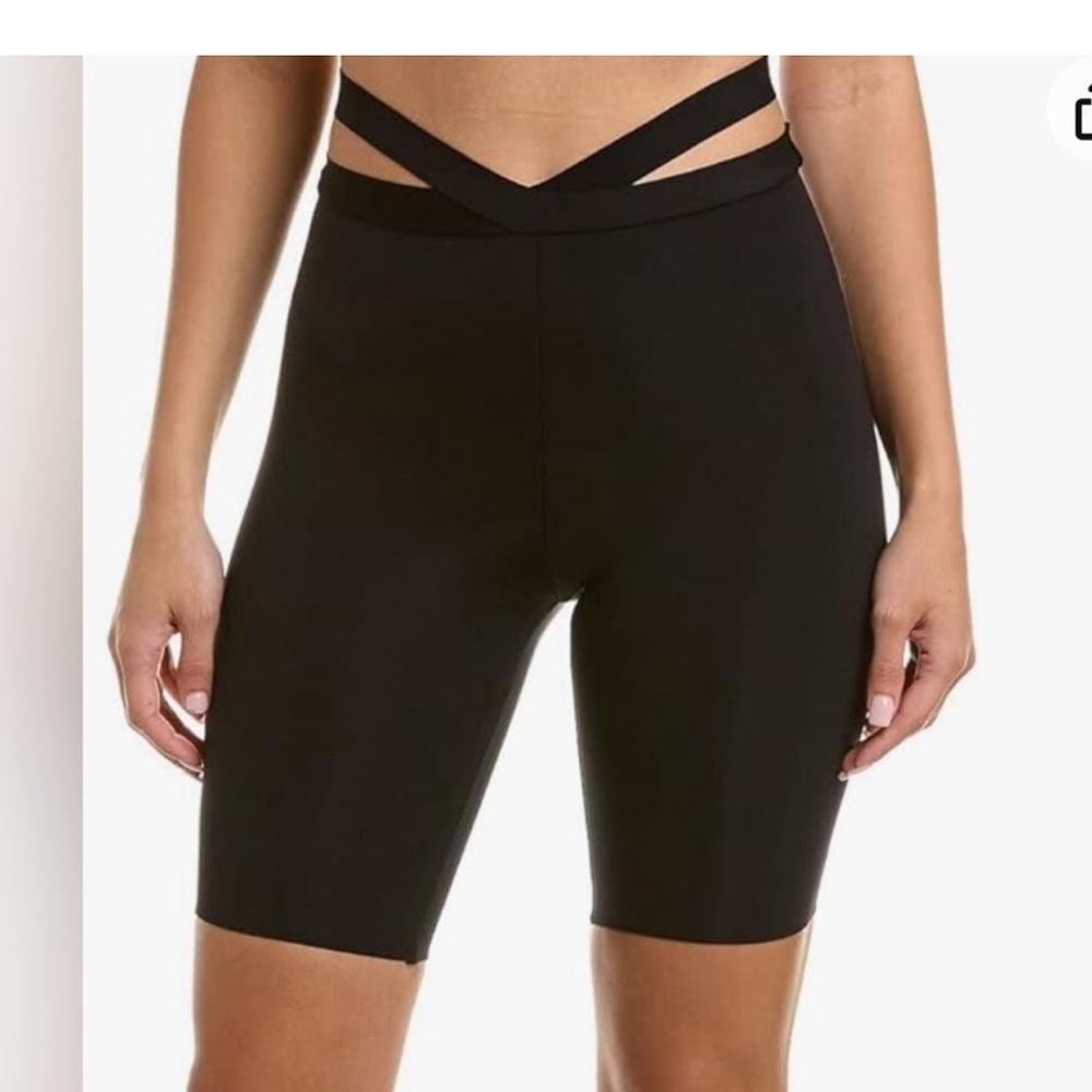 Commando Black Women's High-Waisted Cut Out Neoprene Bike Shorts